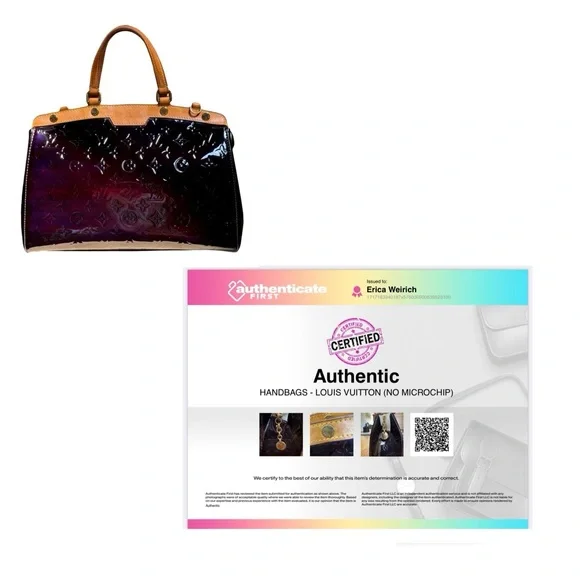 SOLD! Authenticated Louis Vuitton Monogram Vernis Brea MM Handbag in Amarante - Picture 13 of 14